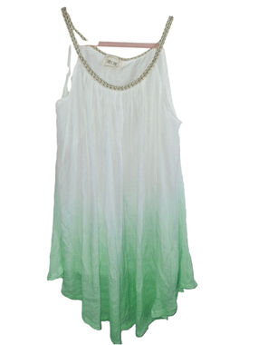Sand & Spirit Tank Top Size M White Green Ombre Flowy Beachwear Resort Core